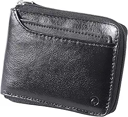 Carteira Masculina Porta CNH Couro Legítimo Fechamento Zíper 188 (Preto)