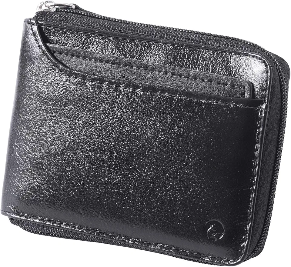 Carteira Masculina Porta CNH Couro Legítimo Fechamento Zíper 188 (Preto)