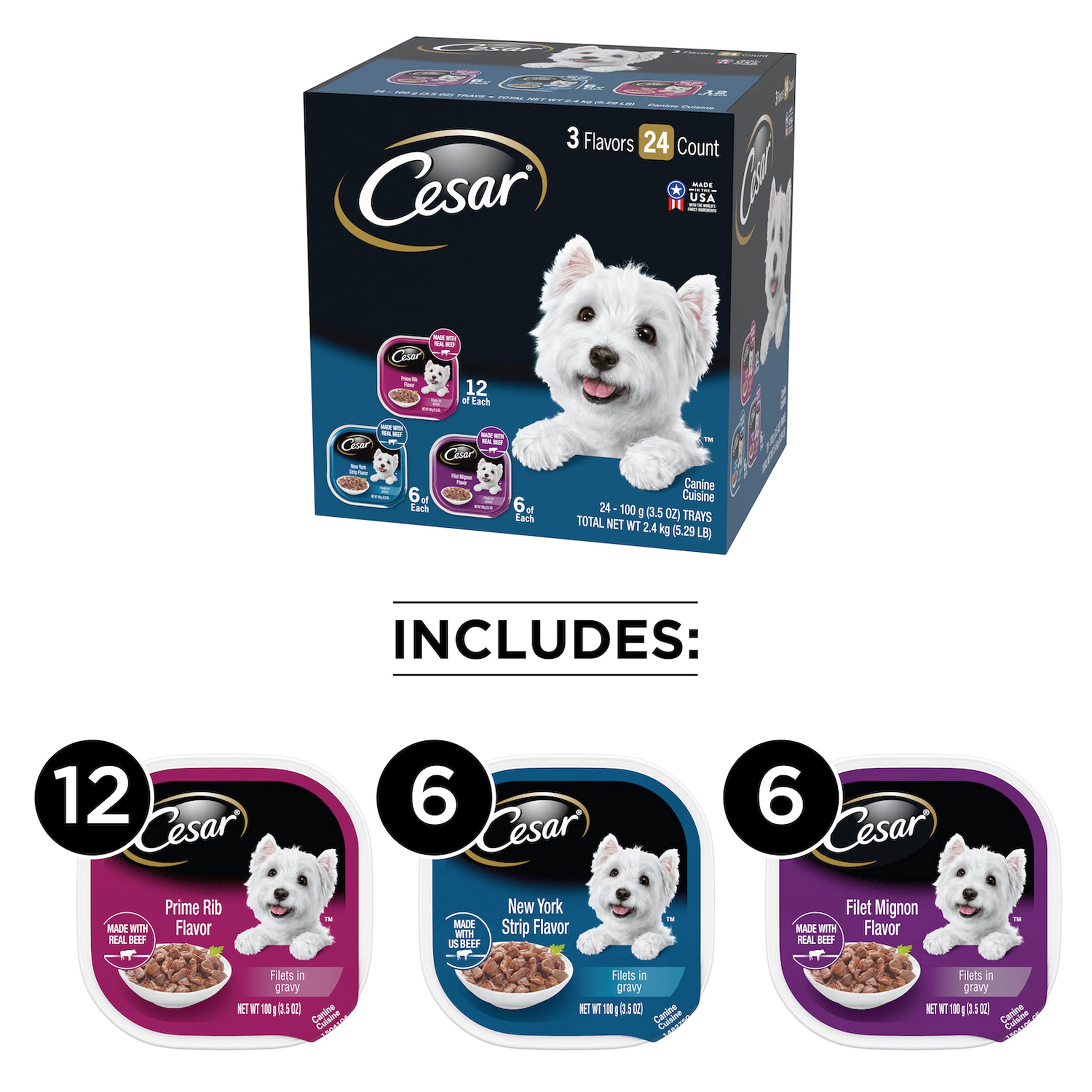 Buy Cesar Gourmet Wet Dog Food Variety Packs 24 Trays Online at