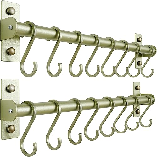 Miniatura 11 de Dseap Perchero de Utensilios de Cocina, Estante para Ollas y Sartenes Montado en la Pared, Riel de Cocina con 8 Ganchos para Colgar Utensilios de