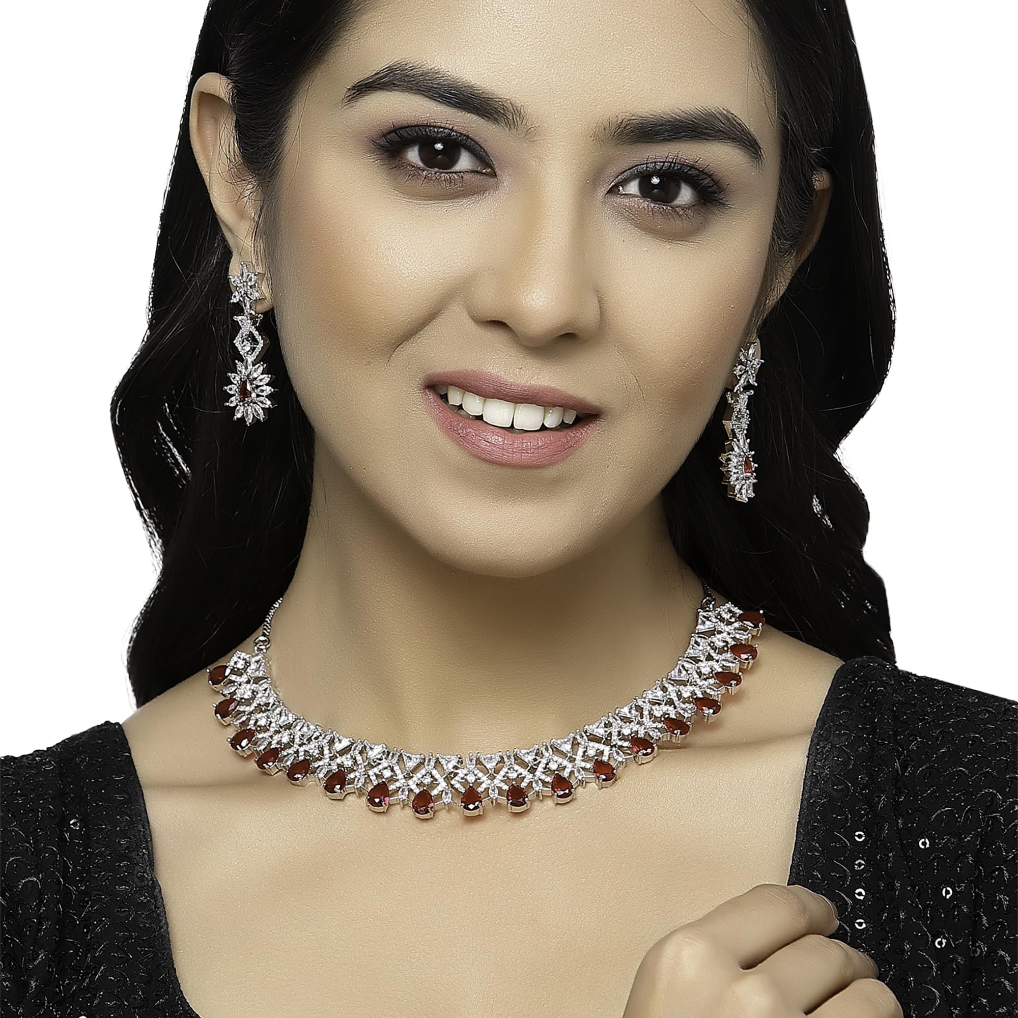 Rhodium American Diamonds Necklace Set
