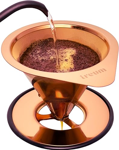 ireum Cafetera gourmet vertida sobre la cafetera malla sarga, sin papel, filtro de café por goteo y base de silicona antideslizante, 16 onzas