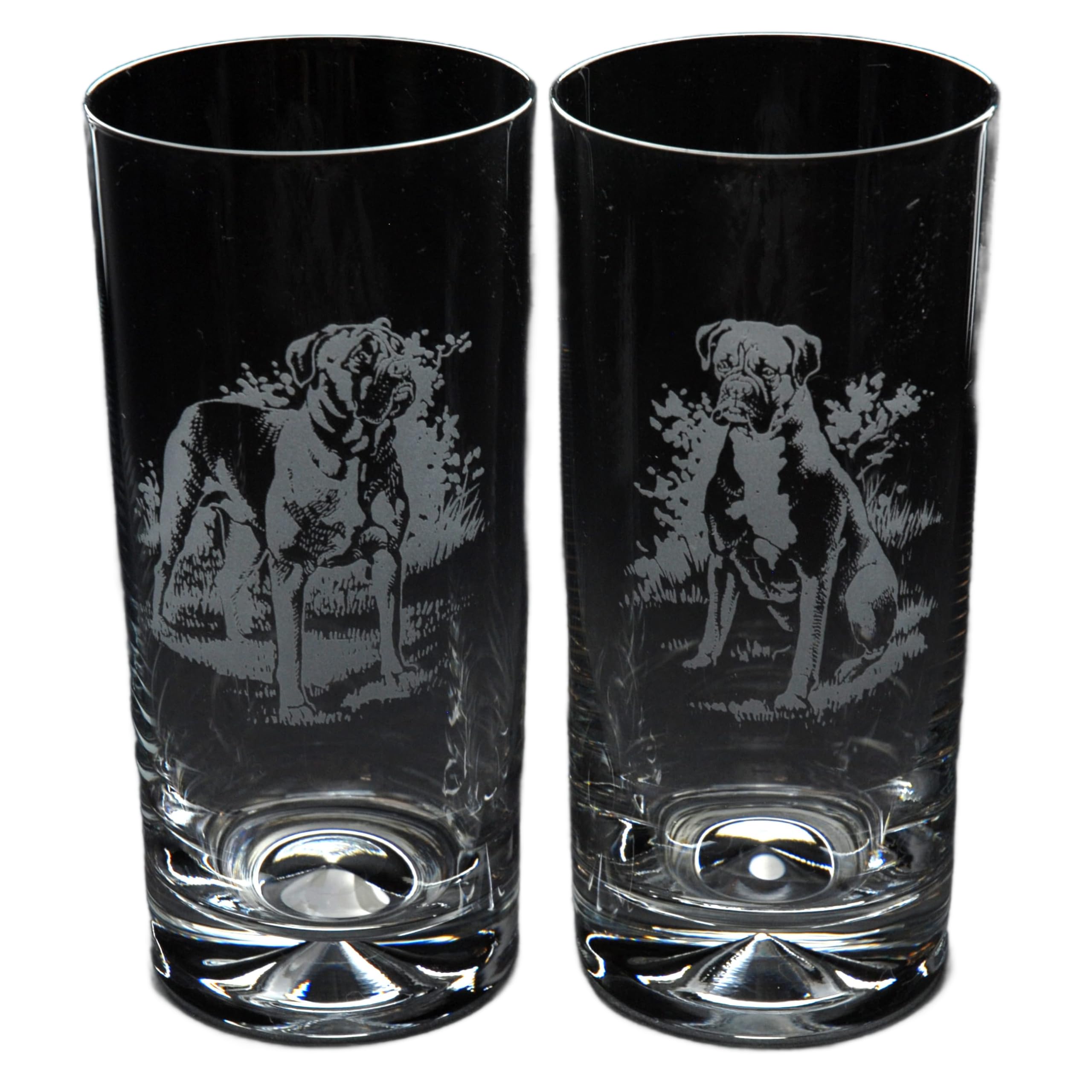 GLYPTIC Glass Art Boxer Dog Placement Hand Etched/Engraved Highball Glass — image 1