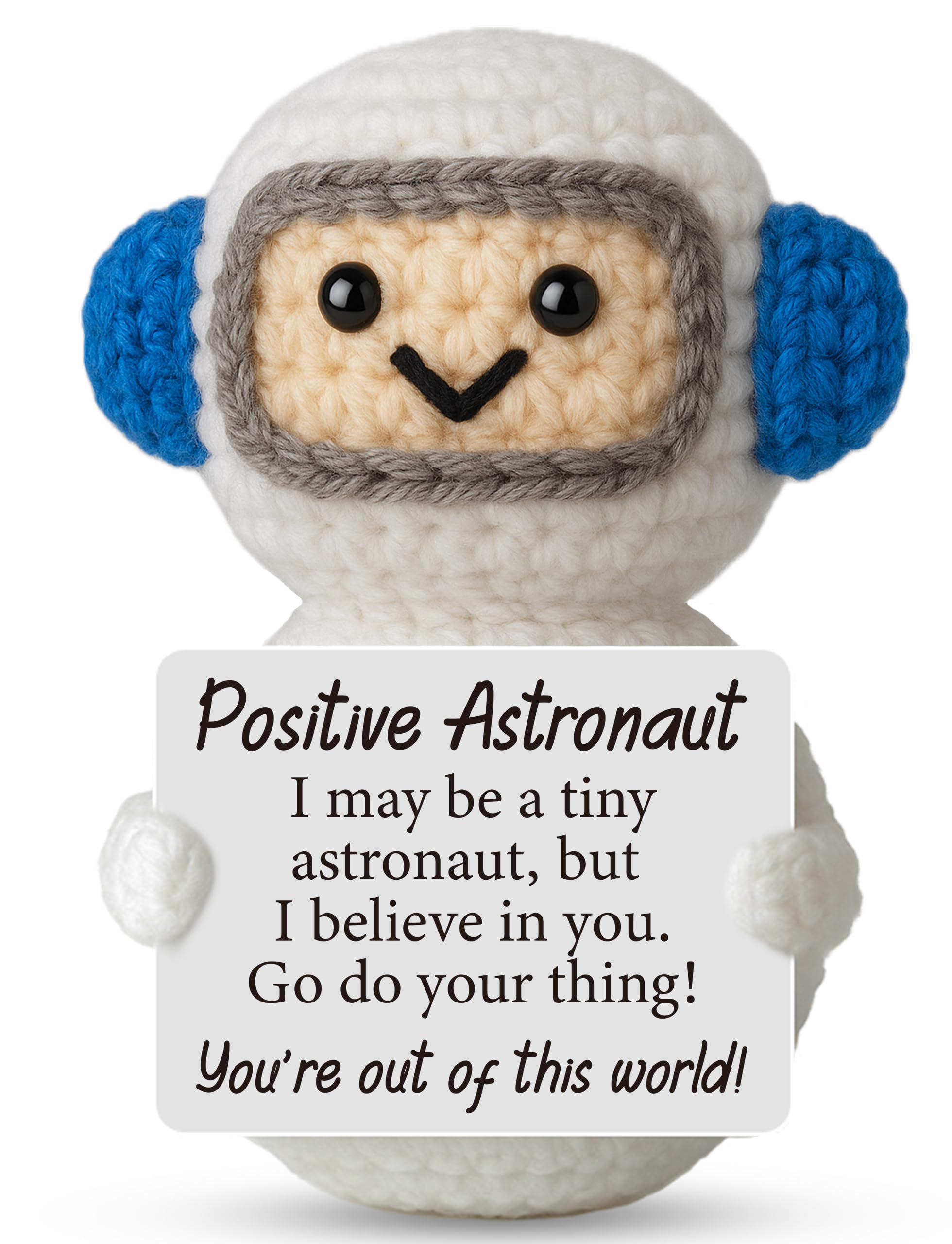 Kajfjad Crochet Astronaut Plush, Encouragement Gift for Son and Daughter, Unique Inspirational Graduation or Birthday Gift for Kids and Teens