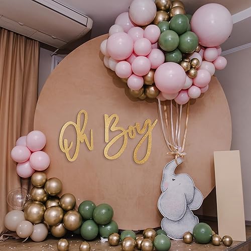 Miniatura 7 de OH BOY Letrero de madera dorado para baby shower y decoración de revelación de género, telón de fondo ligero para decoración de pared para fotos