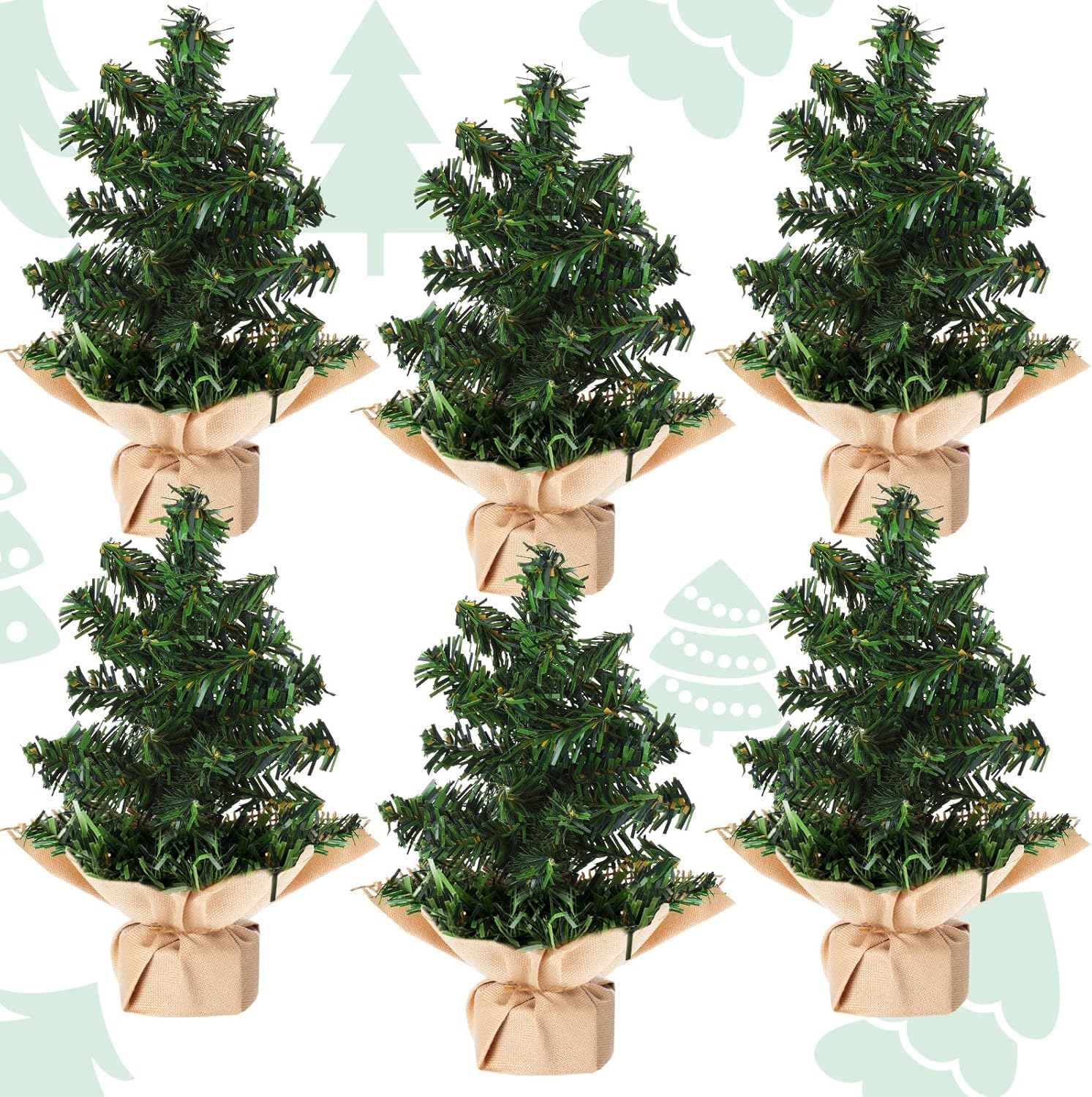 Tabletop Mini Christmas Tree Artificial Mini Xmas Pine Tree Miniature Pine Christmas Tree with Linen Base for Christmas Decorations Indoor Home Kitchen Dining Table(6 Pcs,19.69inch) 6 19.69 Inch