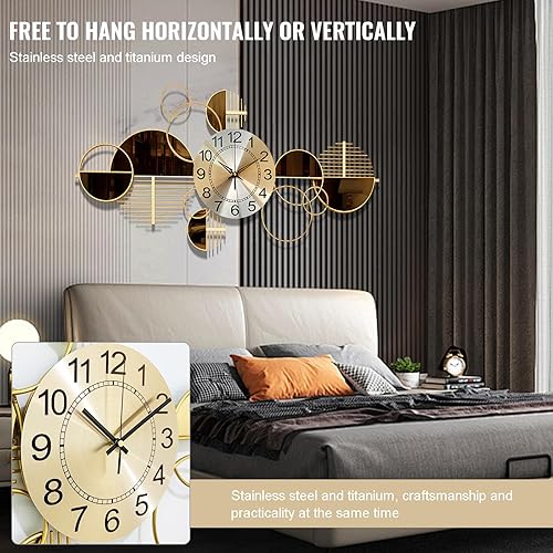 Miniatura 4 de Reloj de pared de metal decorativo 3D para sala de estar, dormitorio, creativo, moderno, grande, decoración con silencio sin tictac, 34 x 17.7