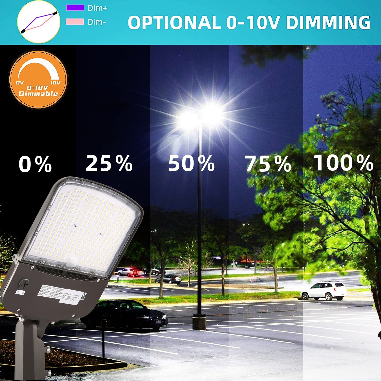 200W Outdoor LED Parking Lot Light With Adjustable Slip Fitter Mount 5000K Area Light With Dusk to Dawn — view 5