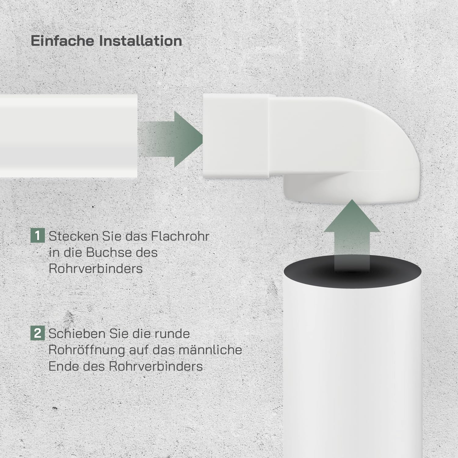 Vent Systems 220 x 55 mm do Ø 100 mm, adapter kątowy 90° – białe tworzywo sztuczne łącznik rurowy prostokątny do okrągłego – odporny na wysokie temperatury, hermetyczne przejście do kuchni, łazienki