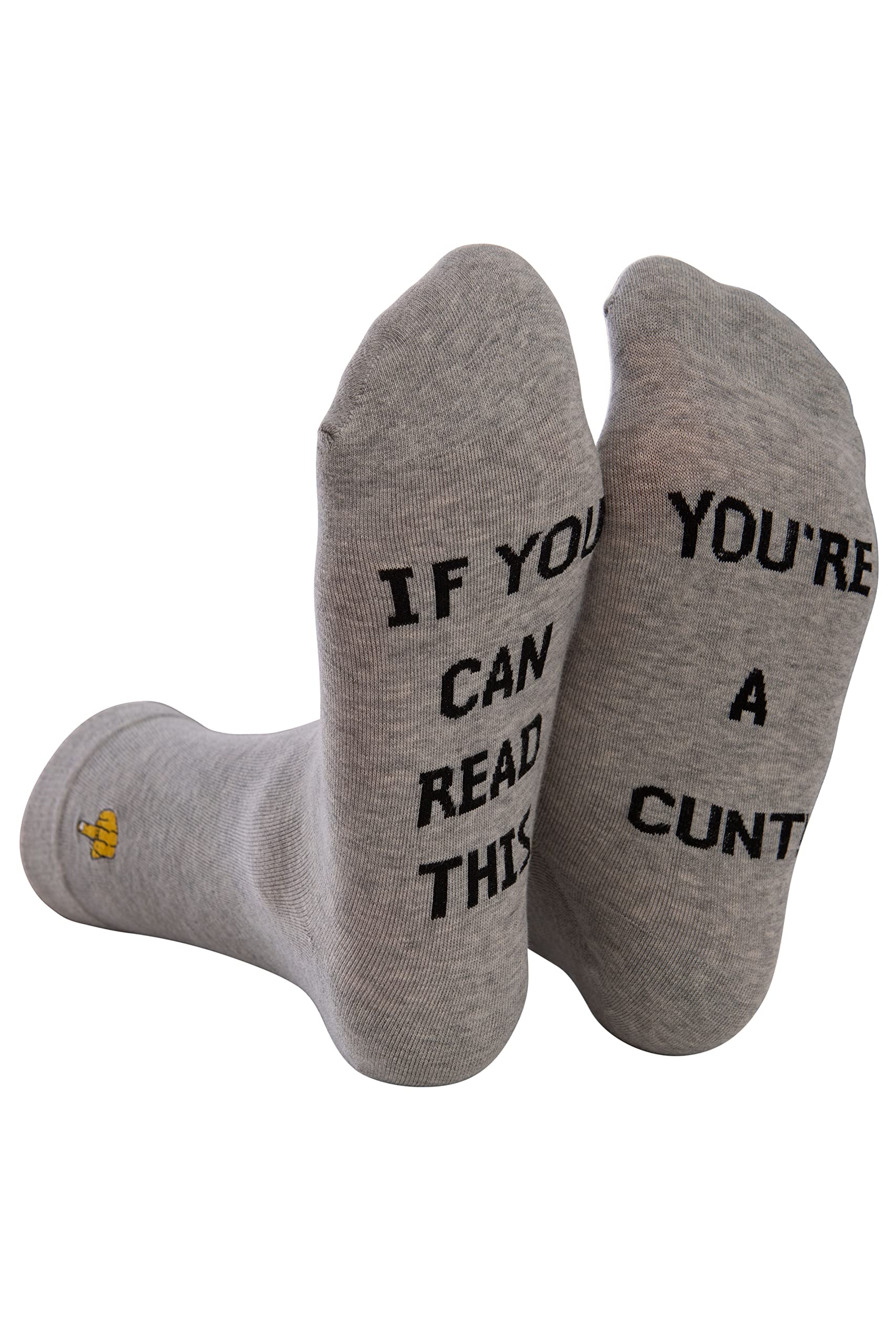 Rude Gifts for Men & Women - Premium Quality Novelty Socks with Rude Slogan - Unique Humorous Gifts for Birthday- Cunt Socks with Funny Sayings (Combed Cotton, You're a Cunt - Grey)