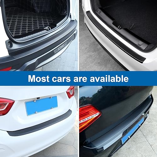 Miniatura 7 de Protector de parachoques trasero para SUVcamión, protector de maletero de piel de fibra de carbono, antiarañazos, 35.4 x 3.15 pulgadas, ajuste