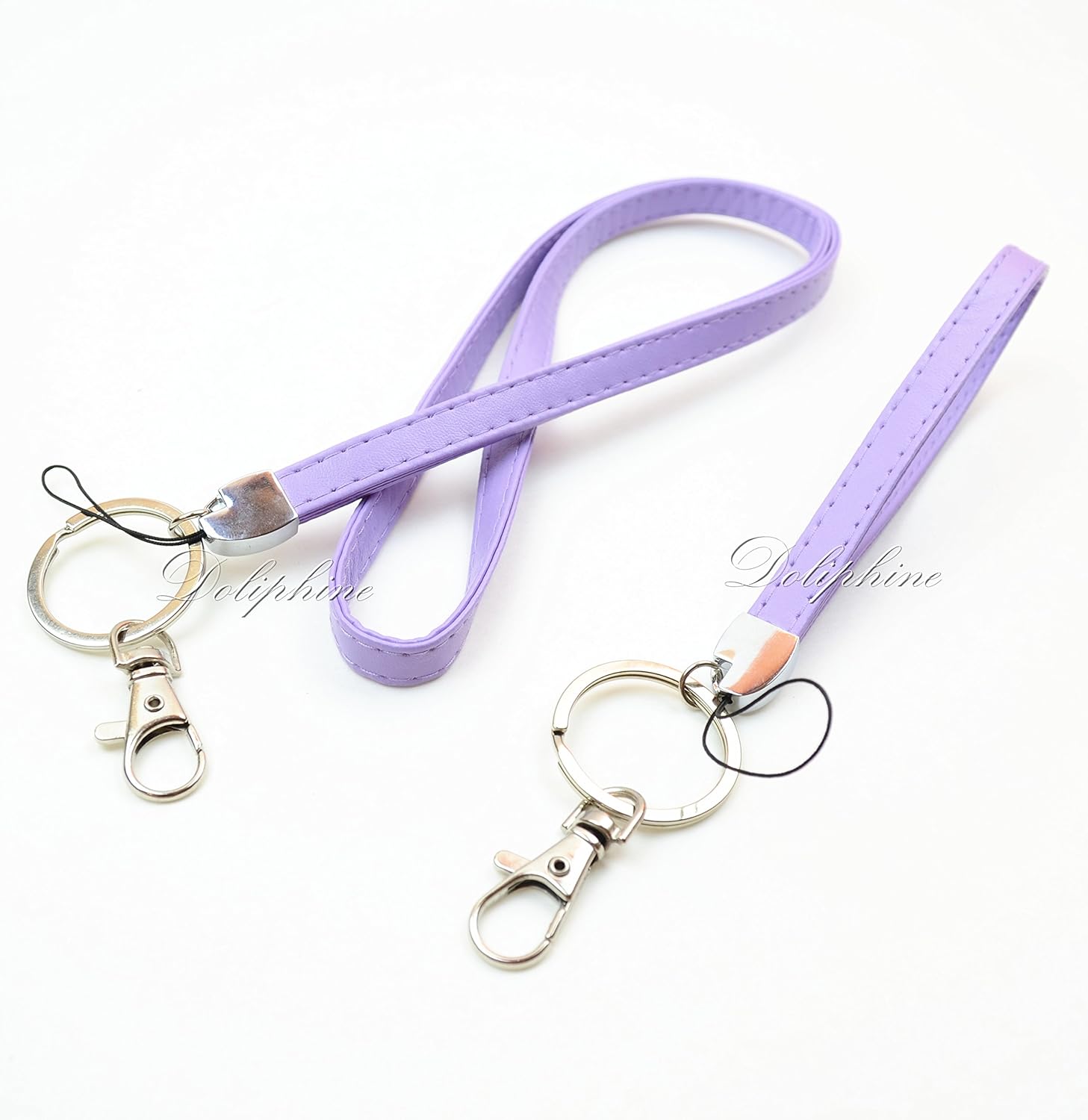 Deluxe Durable Leather Lanyard and Wristlet for ID Badge Holder, Key fob, Cell Phone, Key, USB, Camera, Purse (Lavender)