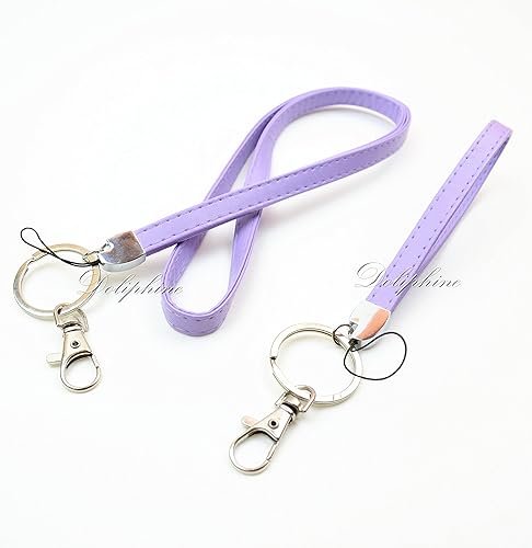 Miniatura 9 de Cordón de cuero duradero de lujo y pulsera para soporte de tarjeta de identificación, llavero, teléfono celular, llaves, USB, cámara, bolso (marrón)