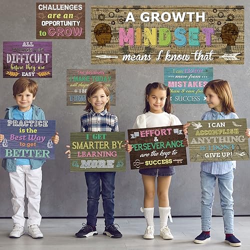 Miniatura 7 de Pajean 10 pósteres de mentalidad de crecimiento para el hogar, dulce aula, citas inspiradoras, tablón de anuncios, frases motivacionales educativas,