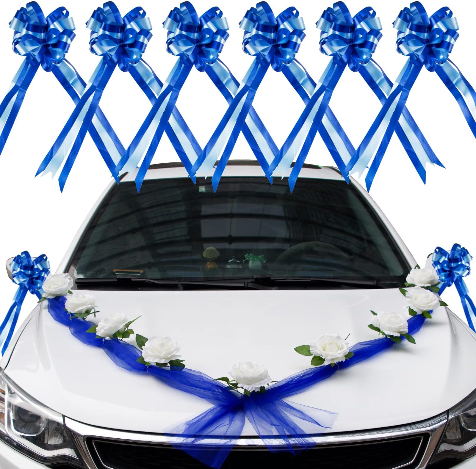 Ribbon and Bows Wedding CAR Decoration.5 Large Bows and 8M Ribbon (White) Amazon.co.uk Home