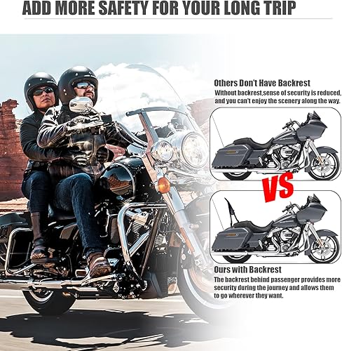 Miniatura 6 de Barra negra desmontable para respaldo de pasajero, almohadilla trasera para Harley Street Glide Road Glide, Electra Glide Road King, accesorios