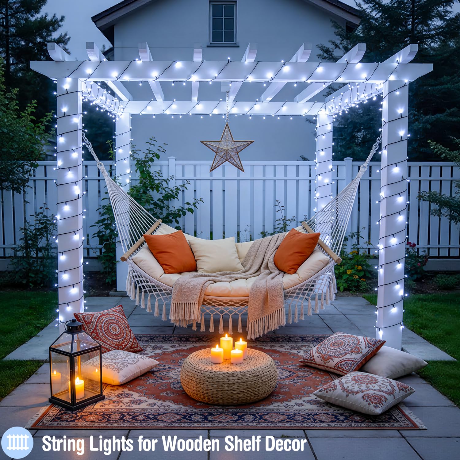 JMEXSUSS 800 luci LED bianche di Natale per esterni, 82,9 m, 8 modalità di luci per albero di Natale, filo verde, ghirlanda di luci a LED impermeabili per decorazione albero