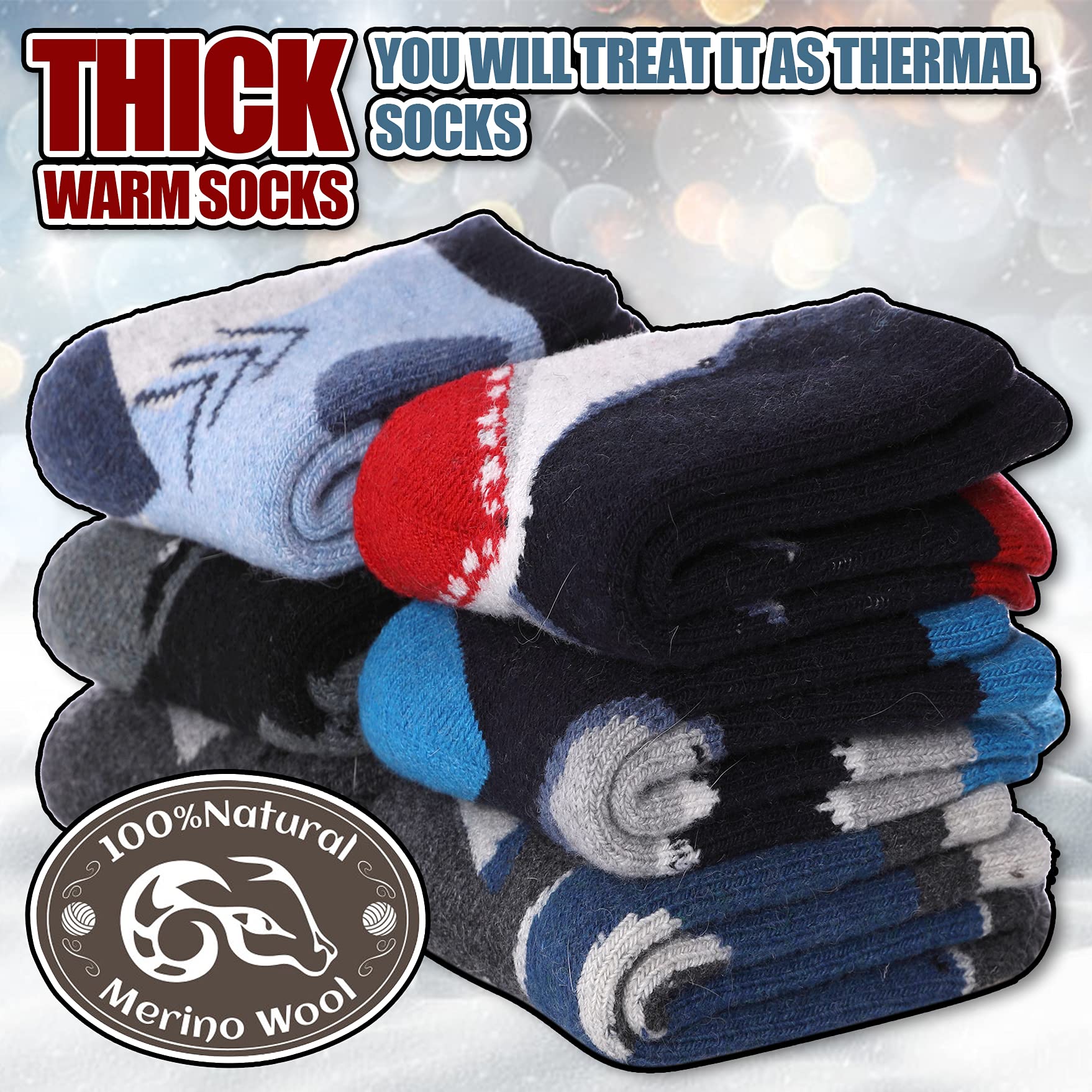 Calcetines de senderismo para niños de lana merino para niños y niñas Toddler Thermal Invierno cálido Grueso Tripulación Botas de snowboard Regalo Calcetines