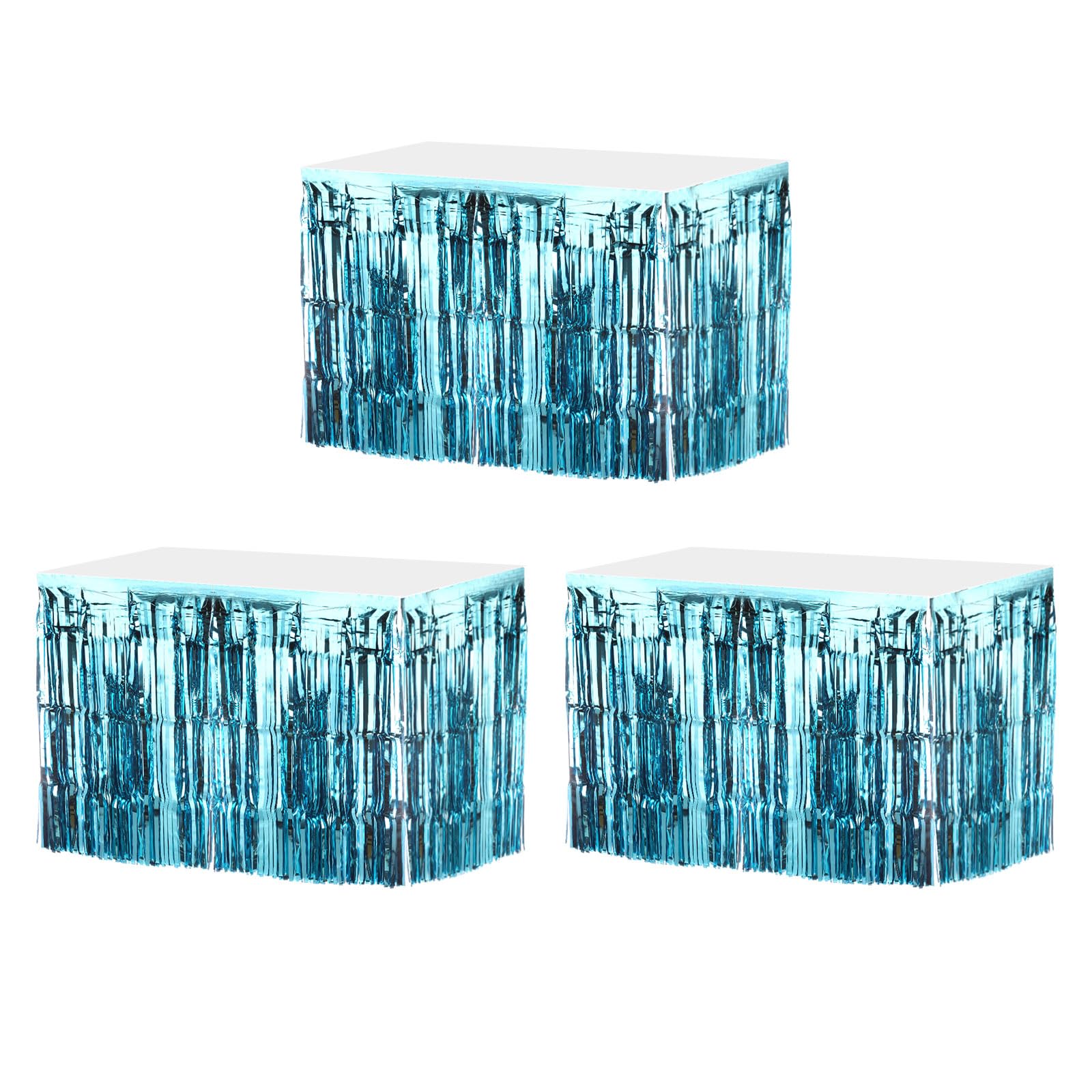 Jupes de table bleu clair occultantes pour habiller facilement un buffet de fête