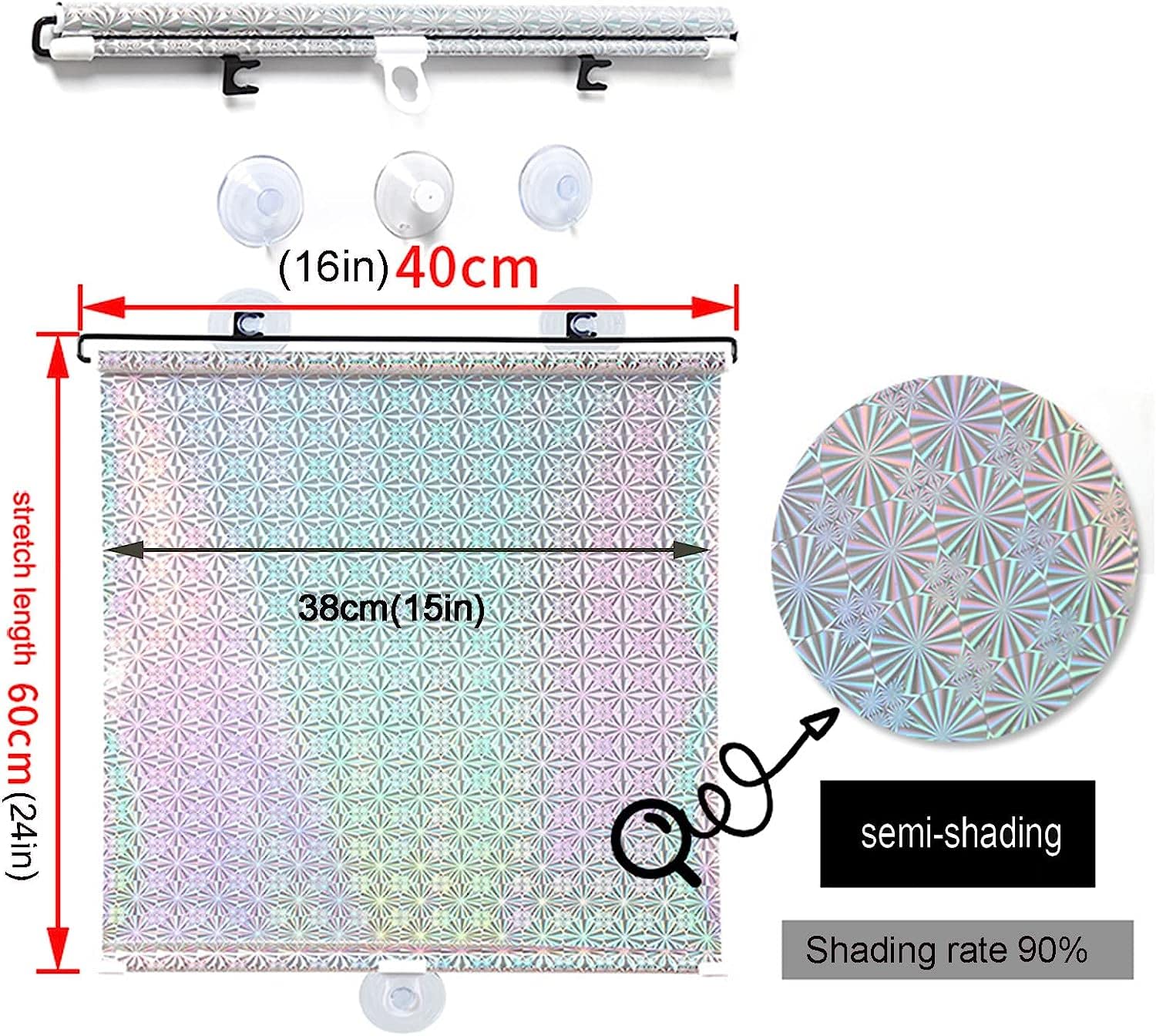 Store enrouleur occultant for fenêtre Store occultant à ventouse, pare-soleil rétractable sans trou for balcon, ventouse, isolation thermique, protection solaire, for voiture, chambre, bureau, cuisine