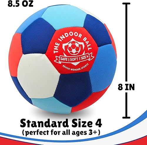 Miniatura 3 de The Indoor Ball - Soft & Safe Indoor Soccer Ball, Size 4 - Essential Soft Ball for Silent Dribble, Juggling, Training - Fun Silent Soccer for Girls