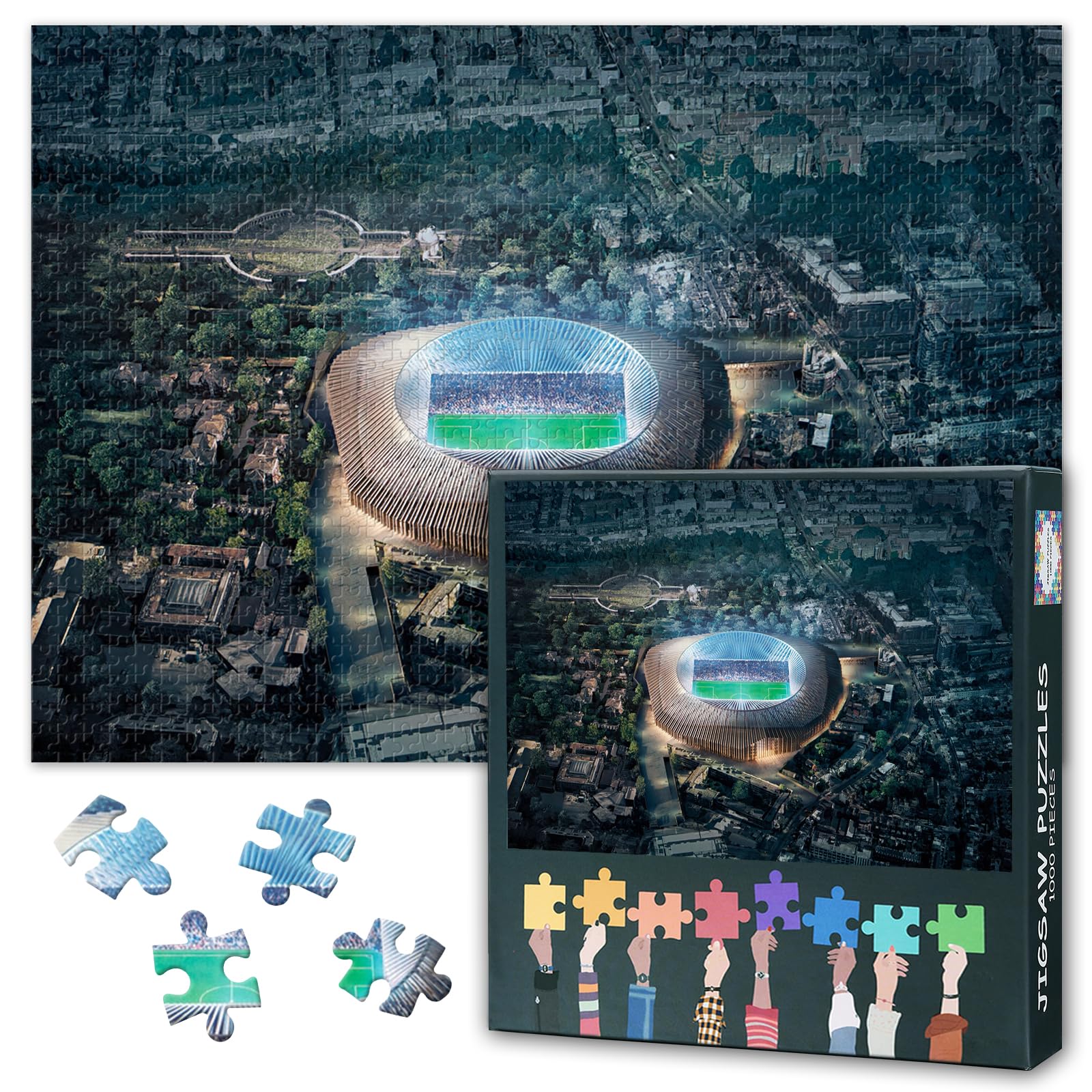 1000 Pieces Sports Stadium Jigsaw Puzzles Chelsea FC Stamford Bridge Football Field Challenge and Fun Puzzle for Adults Family Decompression Puzzle 50x70cm