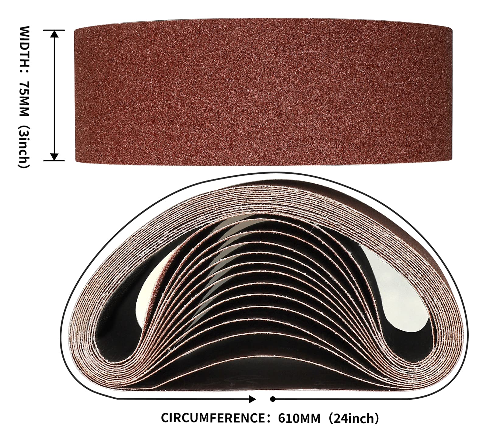 Sruhrak 14 Pack Abrasive Sanding Belts- 75x610mm Polishing Sanding Belt - Image 2