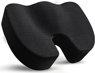 Bomdaia Seat Cushion Pillow for Office Chair, Desk Chair Car Seat Cushion for Sciatica, Non-Slip Memory Foam Coccyx Seat Cushion for Back & Tailbone Pain Relief (Black)