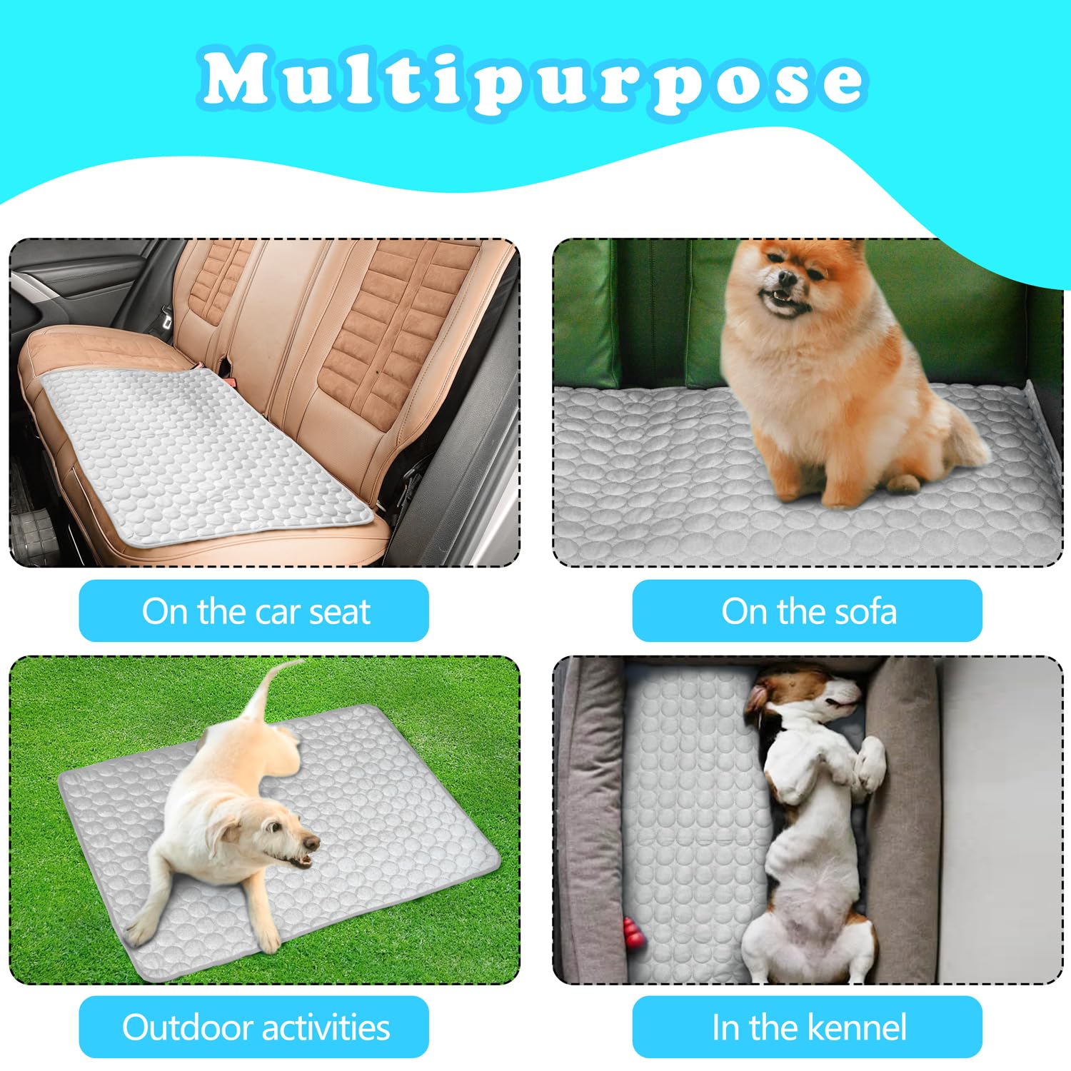 Tapis rafraîchissant pour chien - Facile à laver - Pour tous les types d'animaux de compagnie - Parfait pour une utilisation en intérieur et en extérieur, y compris les sièges de voiture - 150 x