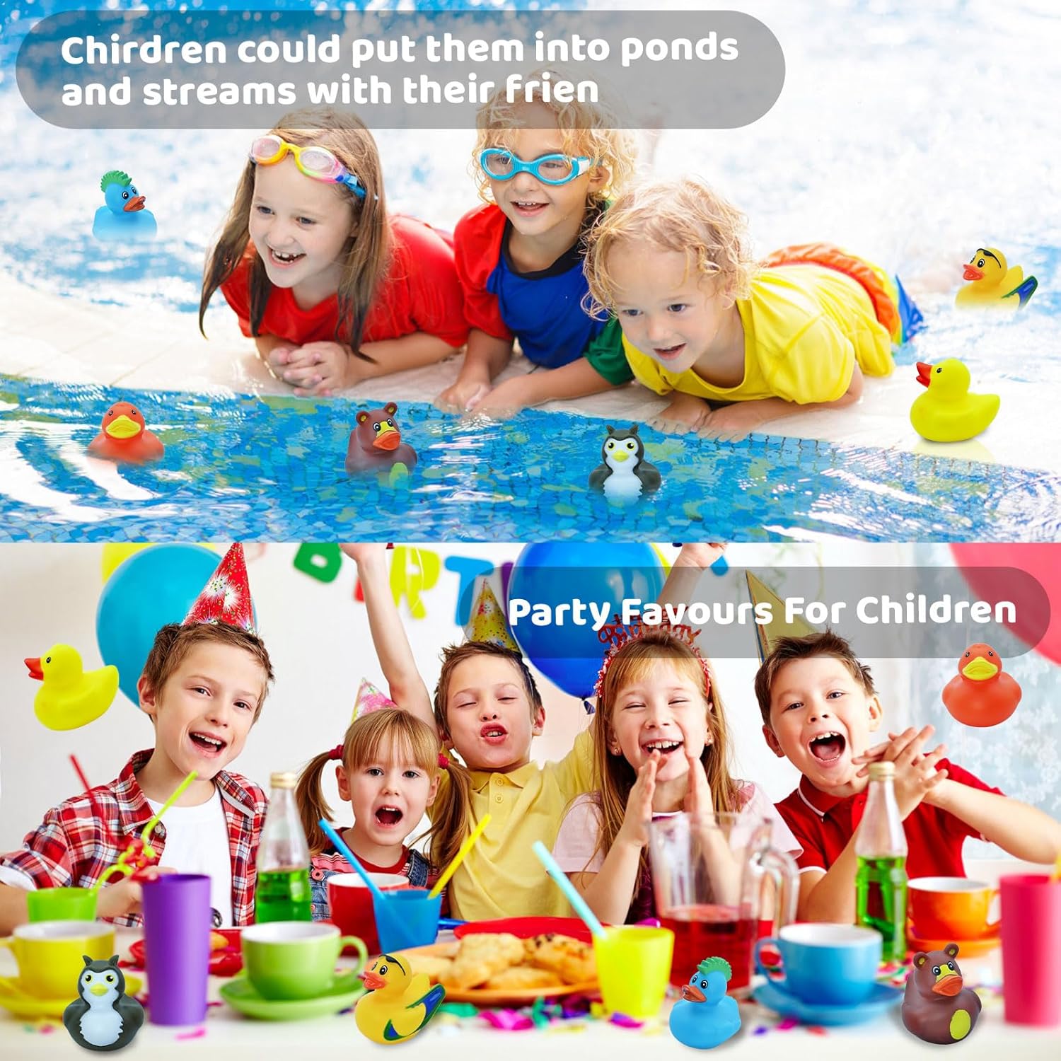 120 Pack Rubber Ducks for Jeeps 2.3 Inch Jeeps Ducks for Ducking Assortment Rubber Duckies Bulk Floater for Toddlers Bath Toys Party Favors Summer Beach Pool Activity