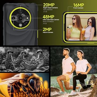 Ulefone Armor X31 Rugged Phone Unlocked, 12GB+128GB MTK Helio G91 Android 15, 48MP+20MP Main Camera, 6050mAh, 6.56 Corning Gorilla Screen, IP68/69K Waterproof, Dual 4G, Widevine L1, IR Blaster, Black