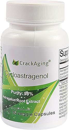 Crackaging Super-absorción Cycloastragenol 98% 25mg 30caps Anti Envejecimiento de células de ADN Telomerasa Fuerza Facción Longevidad Suplemento