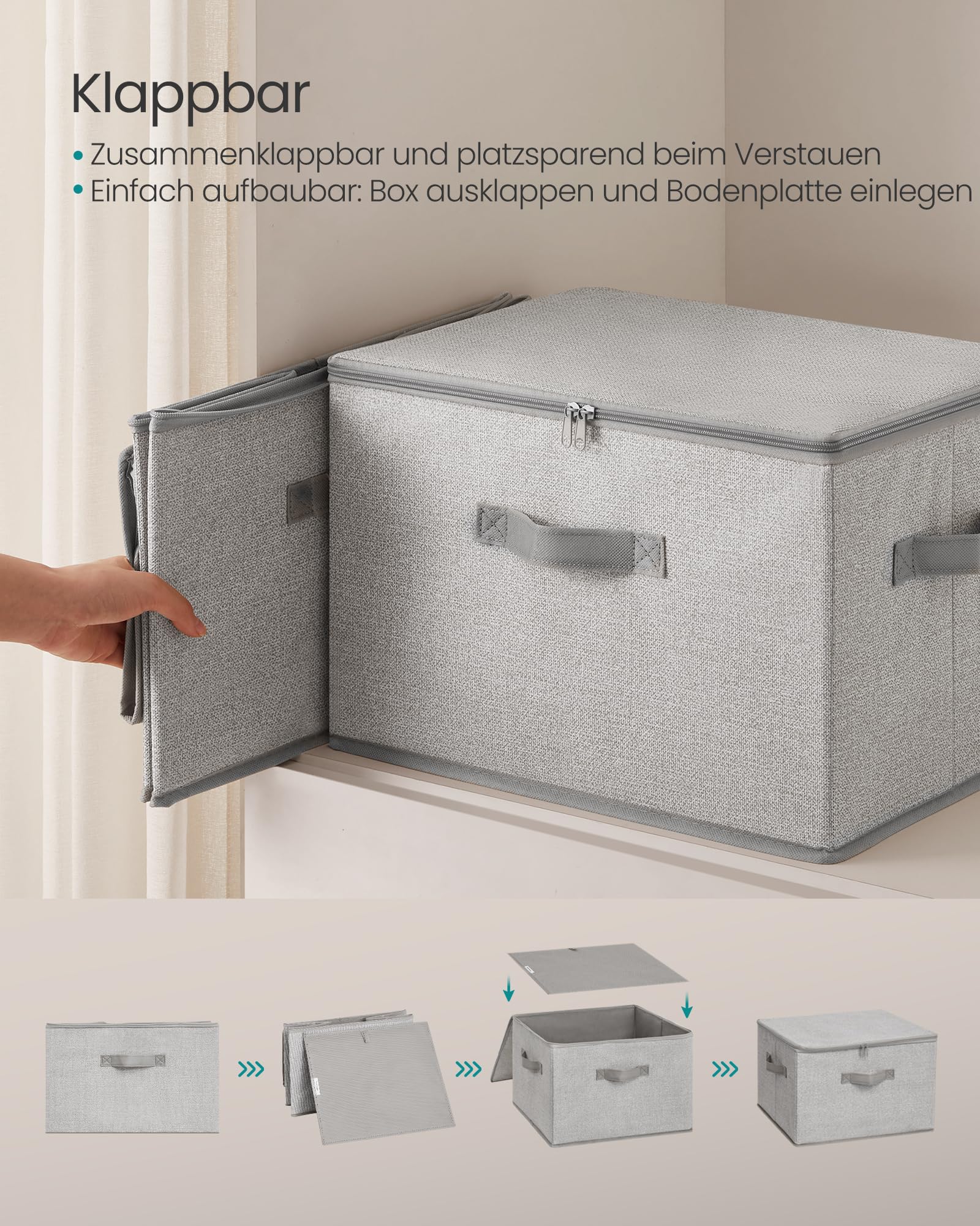 SONGMICS Aufbewahrungsbox mit Deckel, 6er Set, faltbare Stoffbox