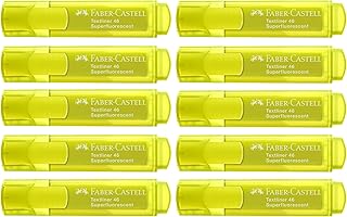 FABER-CASTELL 154607 - Resaltador amarillo, 10 rotuladores, ancho de trazo 1-5 mm, marcador de neón