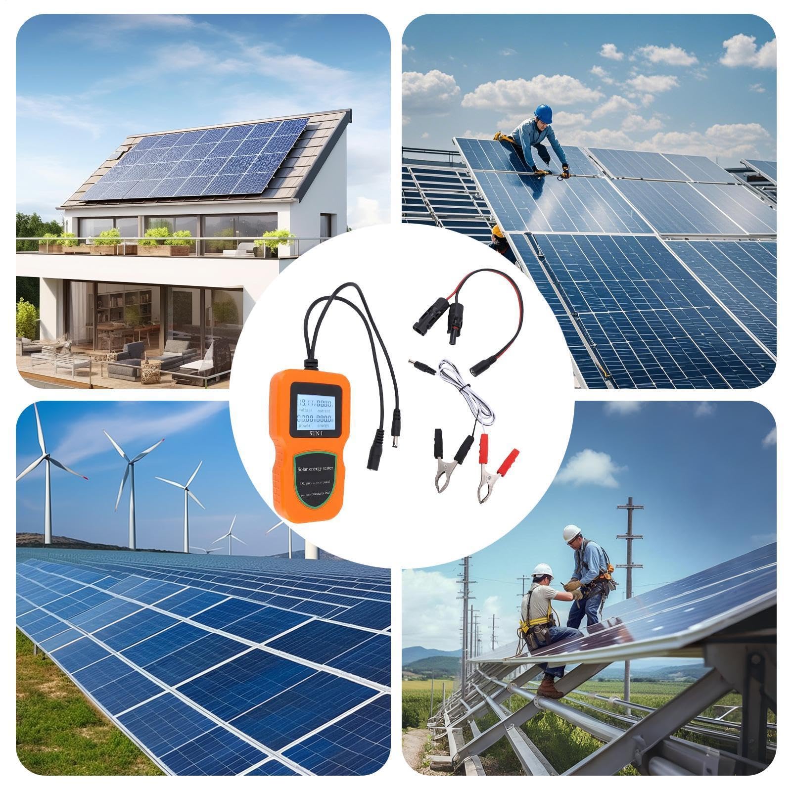 Misuratore Di Solare Display LCD Senza Batteria Con Retroilluminazione | Tester Assorbimento Elettrico Per Esterno Casa Appartamento Automobile Furgone Camper Barca Viaggio Monitoraggio Test