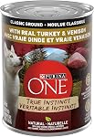 Purina ONE Classic Ground True Instinct Wet Dog Food, Turquie & Vénison - 368 g Can (12 Boîte)
