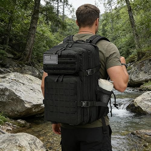 Miniatura 7 de Mochila táctica militar 45L/25L de 3 días de asalto Molle Mochila de día Mochila de senderismo para hombres y mujeres Negro-2,Verde