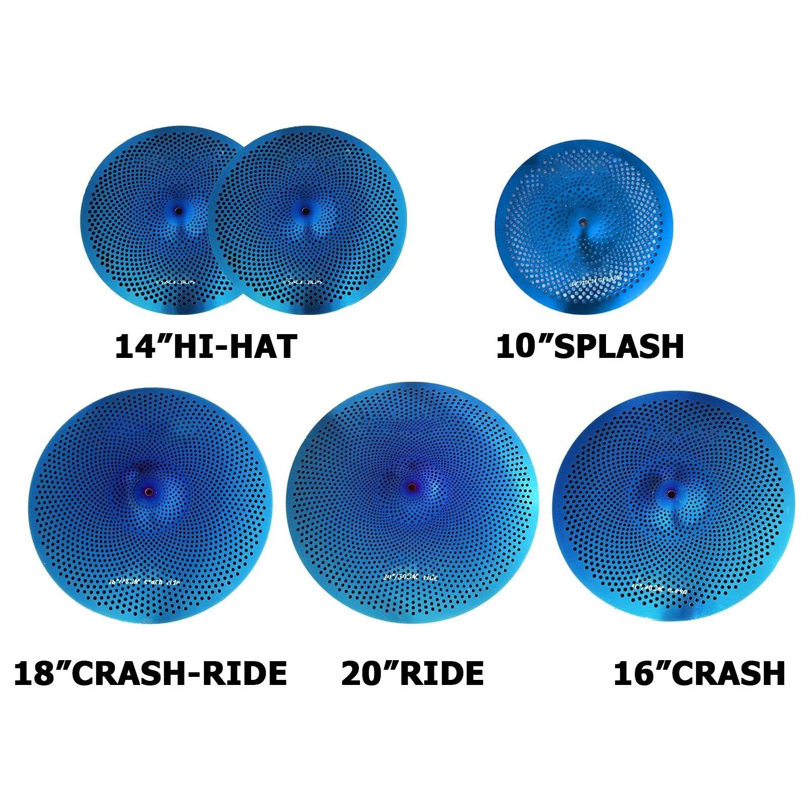 Zestaw Talerzy Perkusyjny Zestaw Talerzy Mute 10" Splash 14" Hi-Hat 16" Crash 18" Crash 20" Ride Niski Poziom Głośności 6 Sztuk Talerz Do Ćwiczeń Perkusyjnych(D)