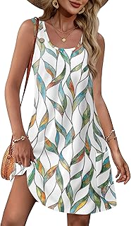 Summer Dresses for Women Tank Casual Sleeveless Casual Mini Fashion Beach Vacation Dresses with Pockets - Buy now