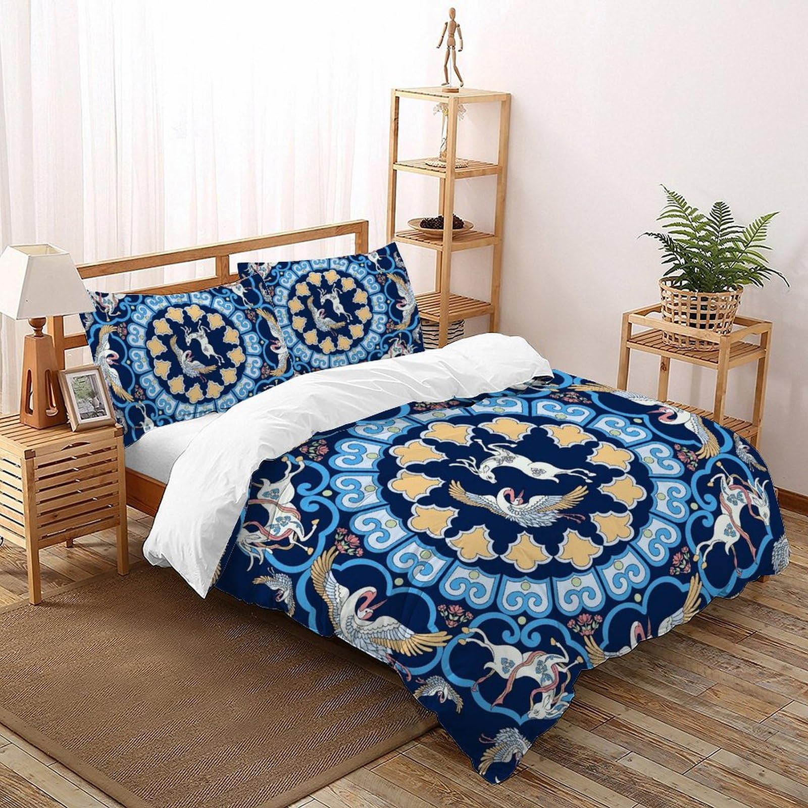 Housse de couette imprimé de couvre-lit anti-plis et facile à laver pour grand lit adulte