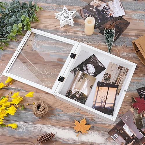 Miniatura 5 de Muzilife Marco de fotos de caja de sombra de 11 x 14 pulgadas, vitrina de madera profunda y vidrio de 2.16 pulgadas, caja de memoria lista para
