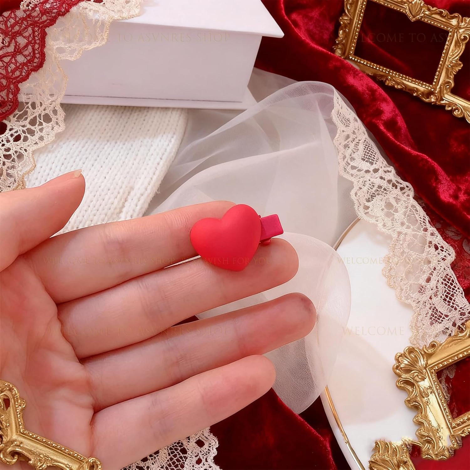 Valentine's Day Mini Heart Hair Clips for Women Girls, Rose-red Shaped Duckbill Clip Hairpin Barrettes Decorative Alligator Styling Cute Aesthetic Accessories (Rose -red 24PCS) - Image 2