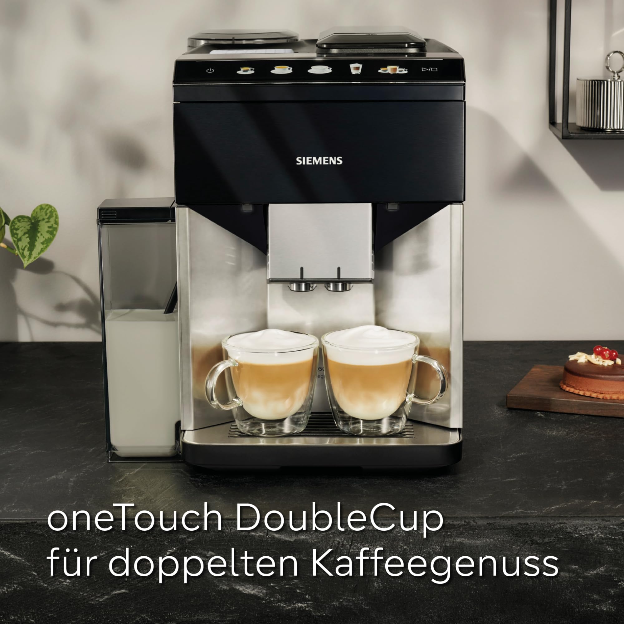 Siemens Kaffeevollautomat EQ500 integral, farbiges TFT-Display, 9 Kaffee- und Milchgetränke, Doppeltassenfunktion, Tassenwärmer, entnehmbare Brüheinheit, Edelstahl schwarz, TQ517D03