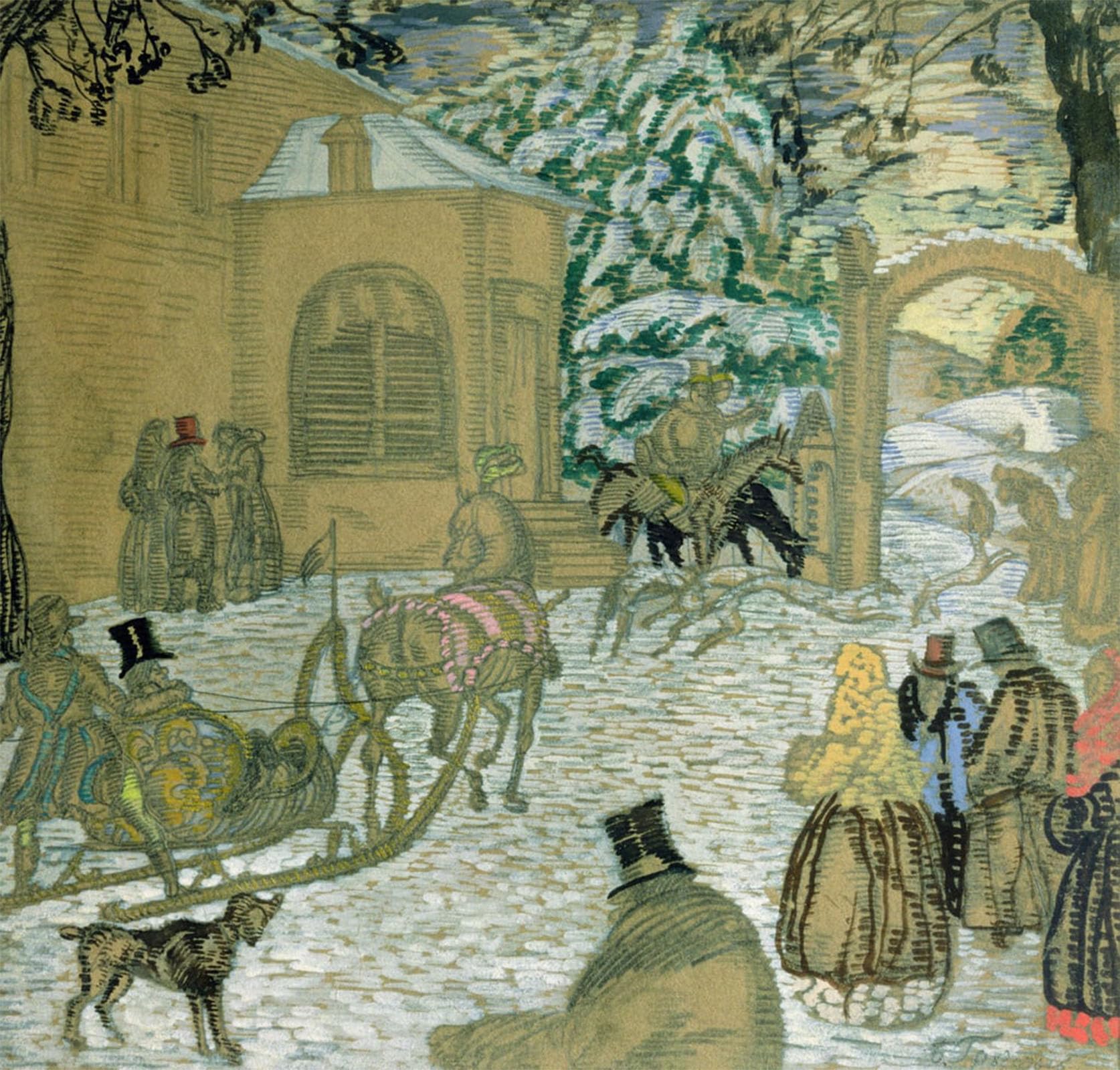 ARTXLXXBN Famous Painting Canvas Artwork Graffiti Print Illustraton for dubrovsky by Boris Dmitrievich Grigoriev Portrait Canvas Image for Home Decor 60x90cm