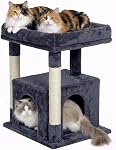 23.6" Arbre de chat pour grand chat, 19 * 15.8 en Grand Perchoir, Tour Cat Light Gray avec poste de Scratching, 2-door Condo pour chats adultes, Facile à nettoyer et à installer, Outils de montage inclus