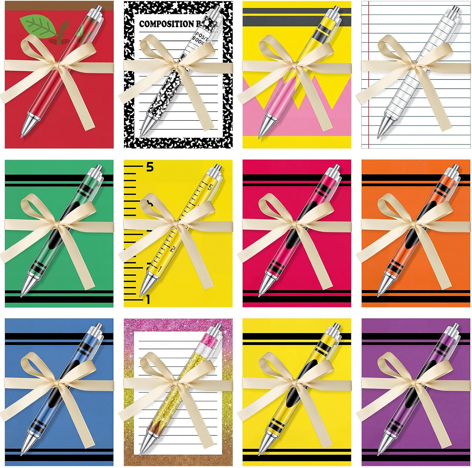 Dispowreath 36 Pcs Teacher Appreciation Gifts with Sticky Notes Pen Ribbon