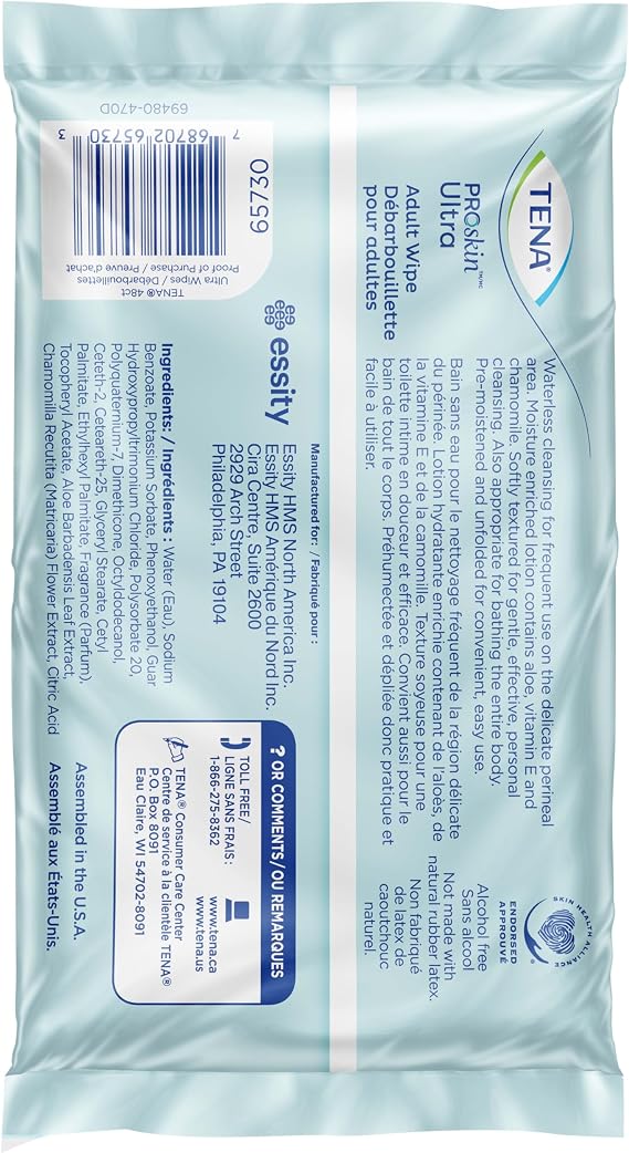 TENA Proskin Adult Wipes for Incontinence, Unisex, 288 ct