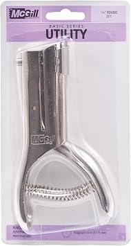 McGill Utility 300 Series Heavy Duty 1/8 Inch Round Single Hole Punch, 20-Sheet Capacity, Nickel-Plated Steel (MCG301), Silver, Small (1-24)