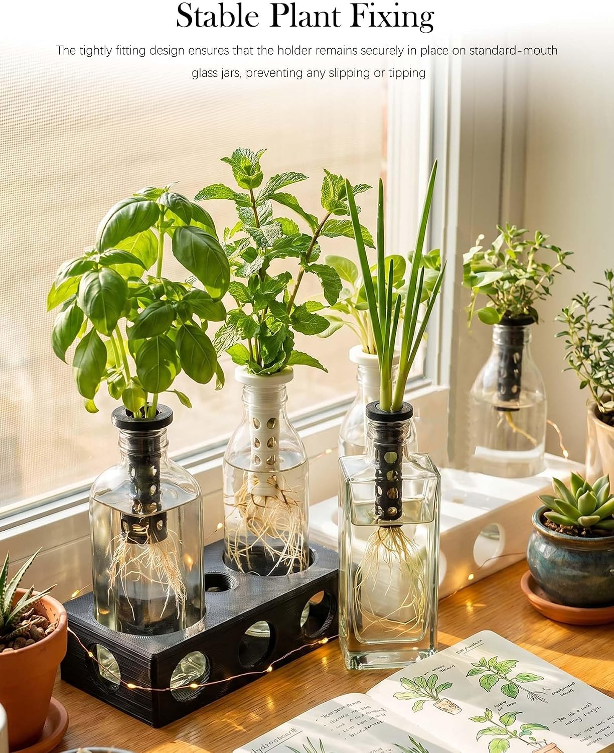 4 Pack 3D Printed Hydroponic Plant Holder | PLA | 16-Cell Germination Tray for Windowsill, Balcony, and Indoor Garden | Stable Plant Fixing | Lightweight Gardening Accessory