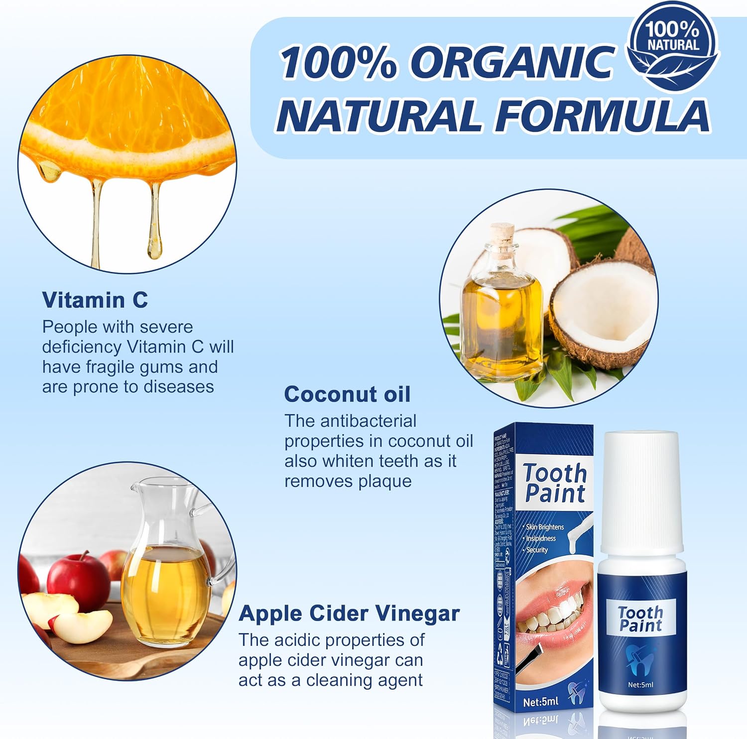 Tooth Paint - Instant Teeth Whitening Paint for Yellow Teeth, Smokers and Coffee Lovers, Creates a Dazzling White Smile in Minutes